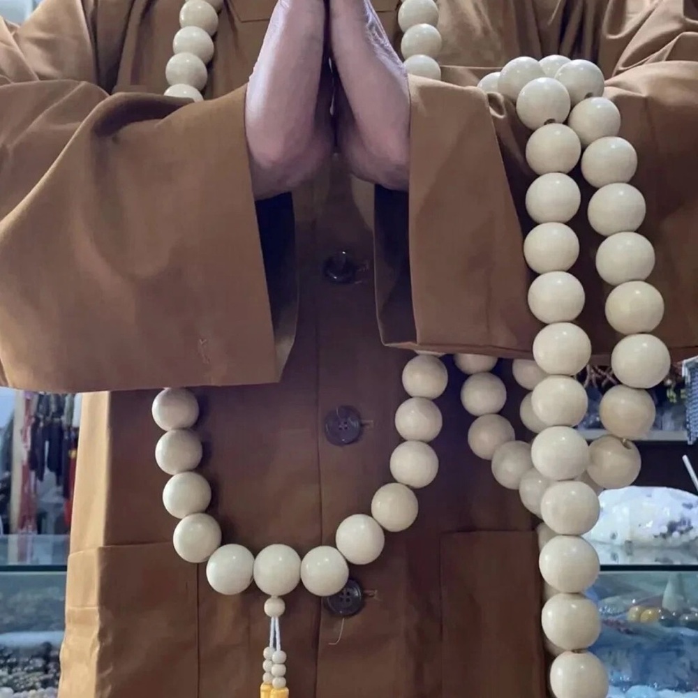 Chunky Cream Prayer Bead Necklace